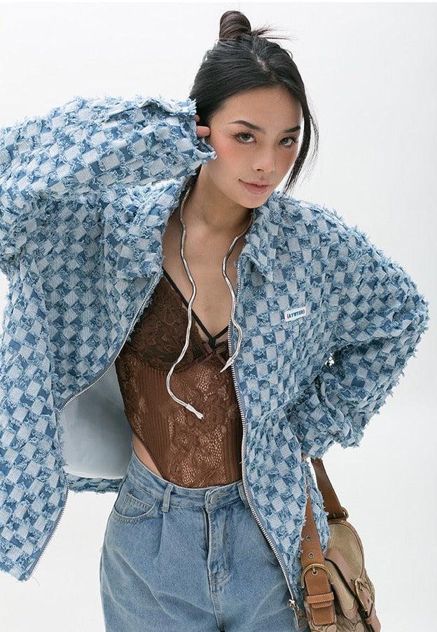 Y2K Checkered Zip Up Jacket - KAYSMAR