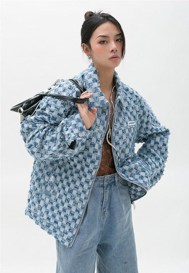 Y2K Checkered Zip Up Jacket - KAYSMAR