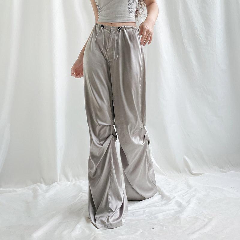 Y2K Satin Wide Leg Pants - KAYSMAR