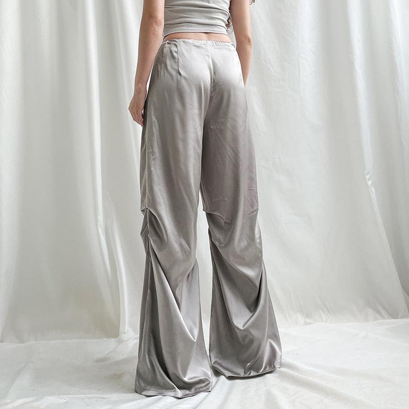 Y2K Satin Wide Leg Pants - KAYSMAR