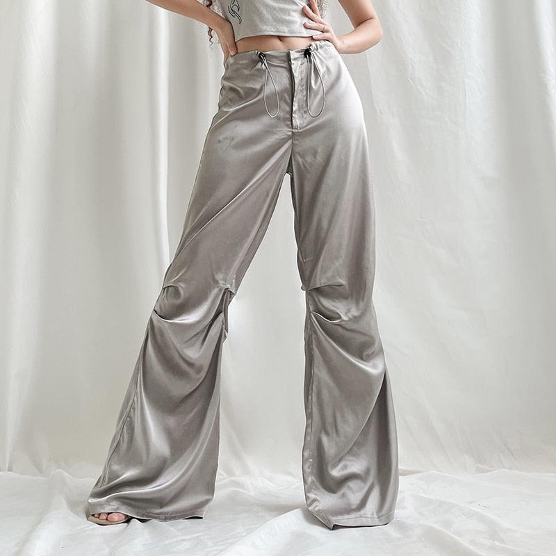 Y2K Satin Wide Leg Pants - KAYSMAR