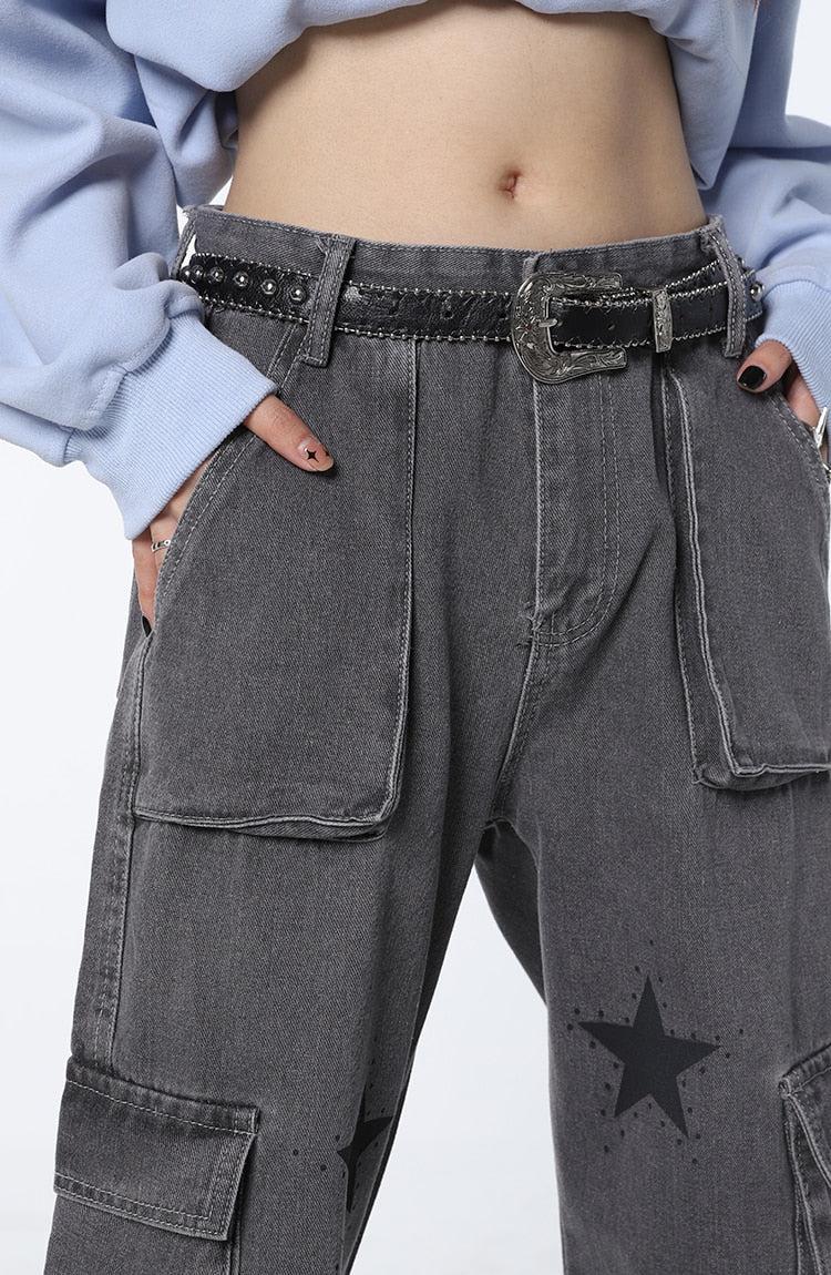 Y2K Star Printed Cargo Pants - KAYSMAR