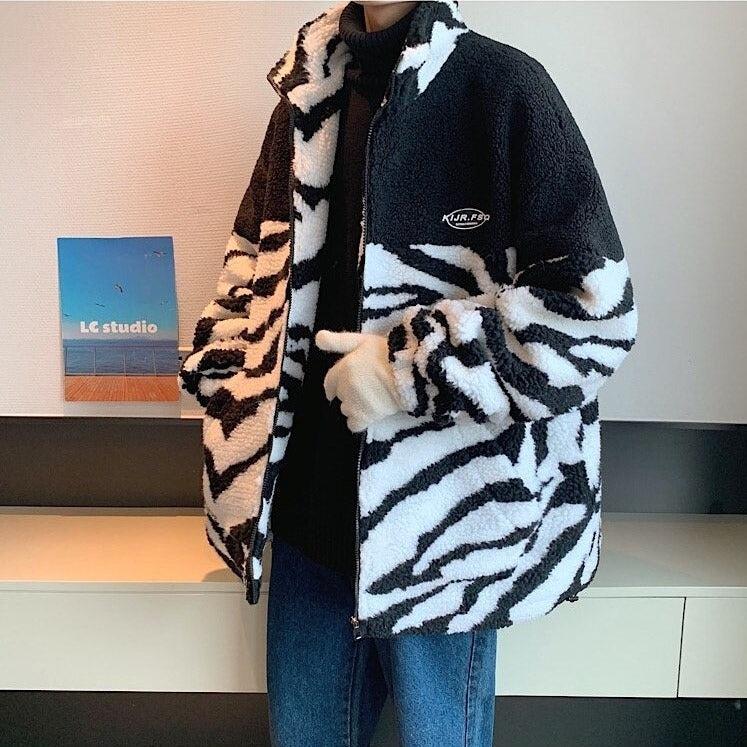 Zebra Print Zip-Up Jacket - KAYSMAR