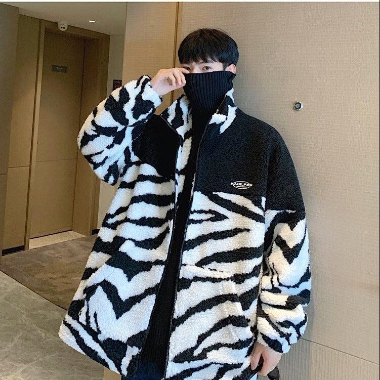 Zebra Print Zip-Up Jacket - KAYSMAR