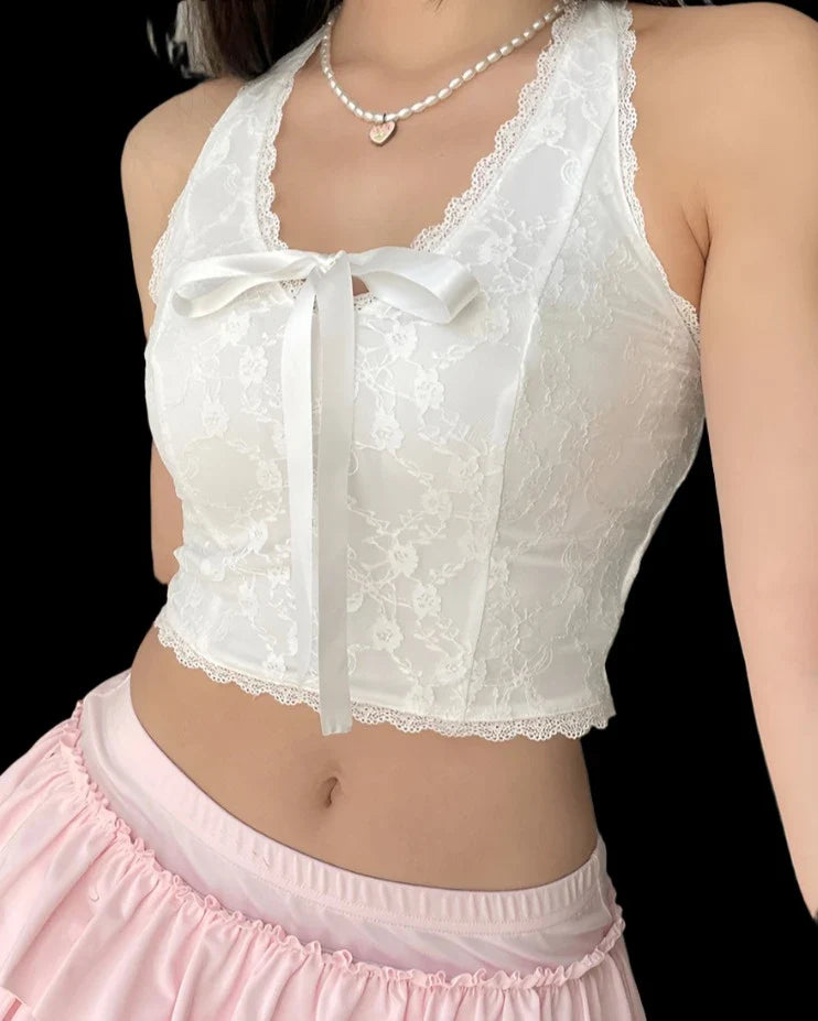 Sexy Sweet Bow Lace Halter - Kaysmar