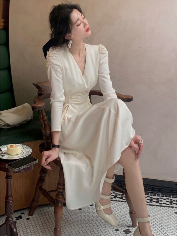 Y2k Elegant Midi Satin Dress